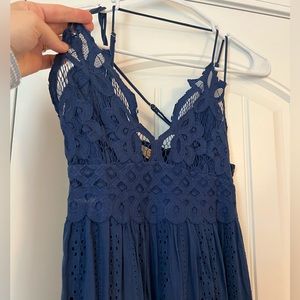 Eyelet navy blue maxi with slit